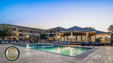 A poolside view of a Best in Town winner hotel.