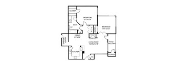 A black and white image of a floor plan for a house.
