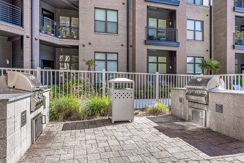 our apartments have an outdoor patio with a grill and barbecue areas