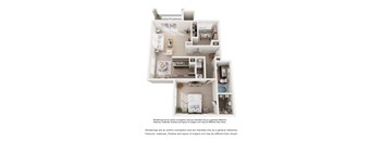 A white 3D rendered image of a house layout.