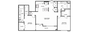 A black and white image of a floor plan for a B3 Ph II apartment.