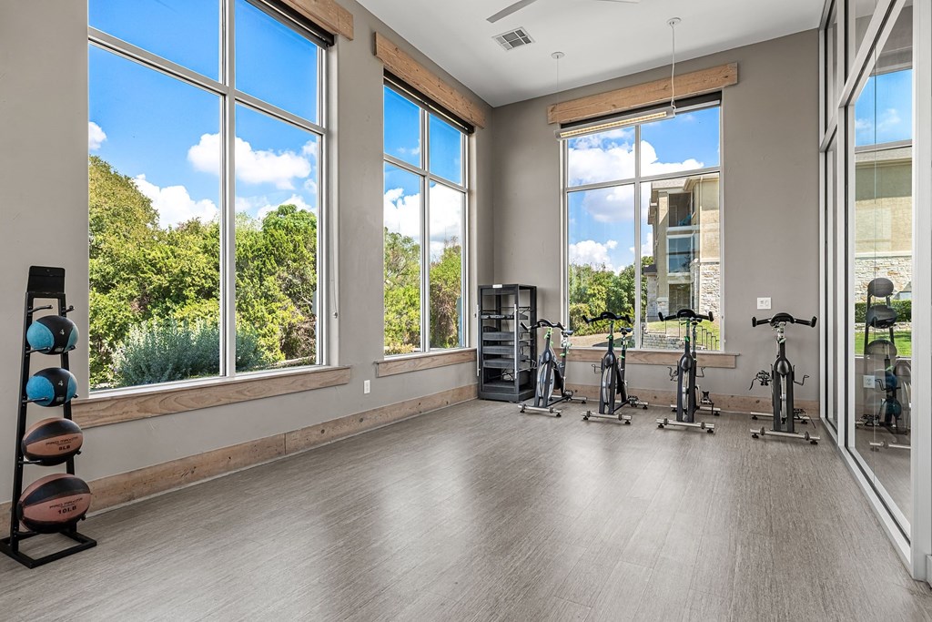 the gym atrium at the preserve at polk apartments
