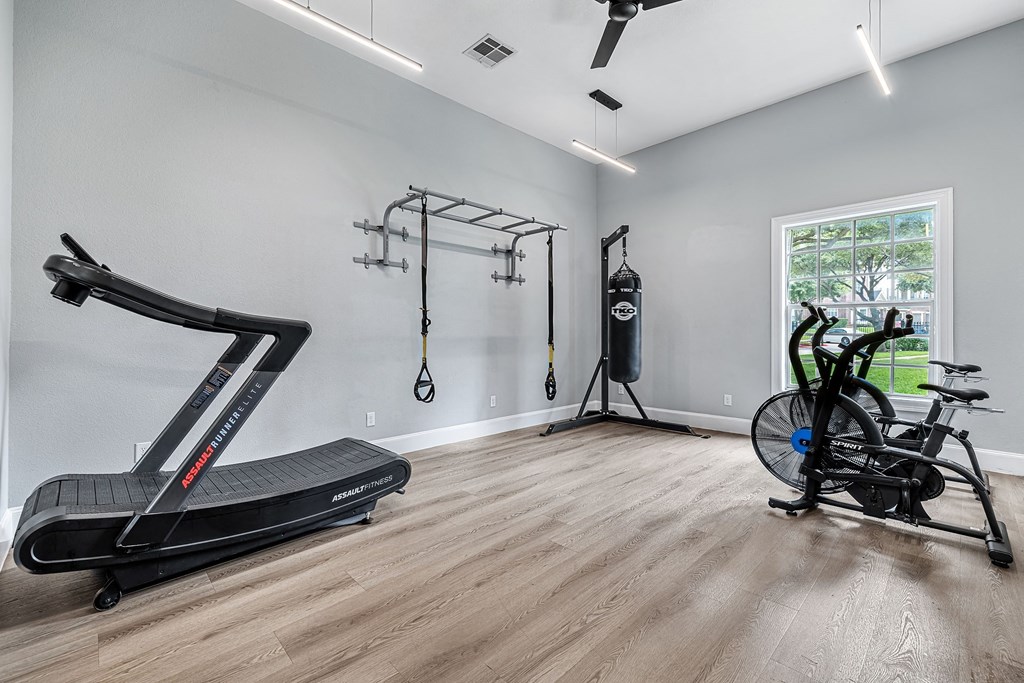 the residence on lamar apartment homes fitness room with exercise equipment