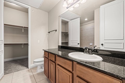 Spacious bathroom with granite countertop