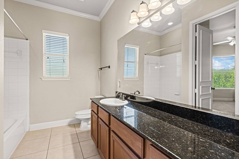 Spacious bathroom with granite countertop