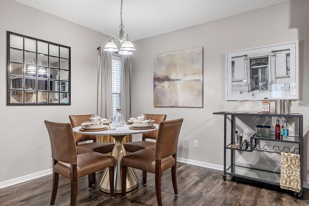 our spacious dining room is open to the living room and kitchen