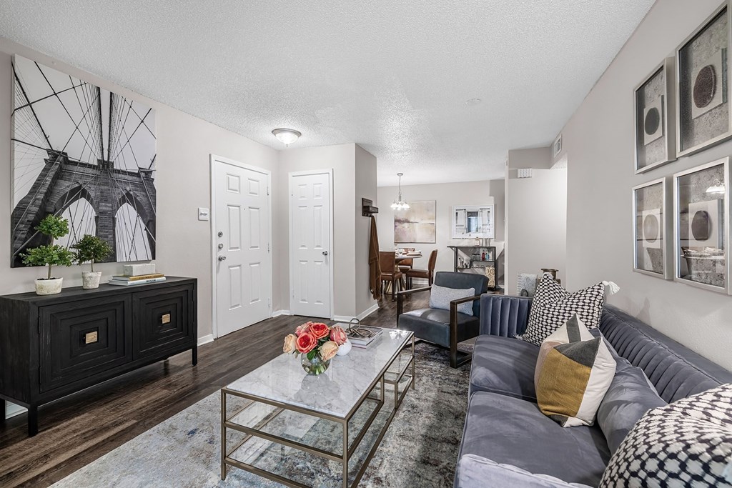 a living room with a couch and a coffee table