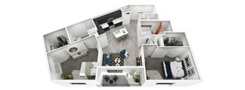 the view of the floor plan with the living room and kitchen