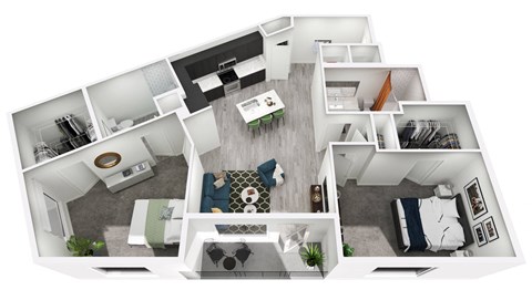 the view of the floor plan with the living room and kitchen