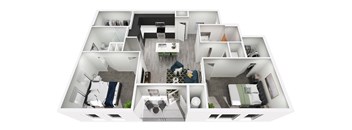 the1303 sq ft floor plan with bedrooms and baths