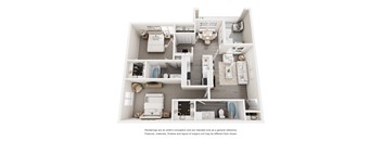 A floor plan of a house with a kitchen, living room, and bedrooms.