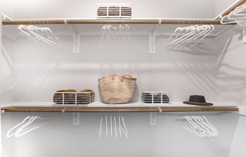 spacious walk in closest with storage bins