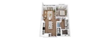 A 12'9"x11'5" floor plan of a house with a kitchen, living room, and two bedrooms.