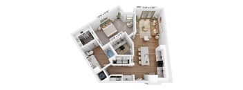 A 12'9" x 11'5" floor plan of a two-bedroom apartment.