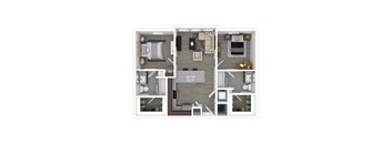 a 1 bedroom floorplan with a bathroom and a living room