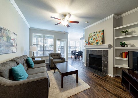 a living room with a couch and a coffee table
