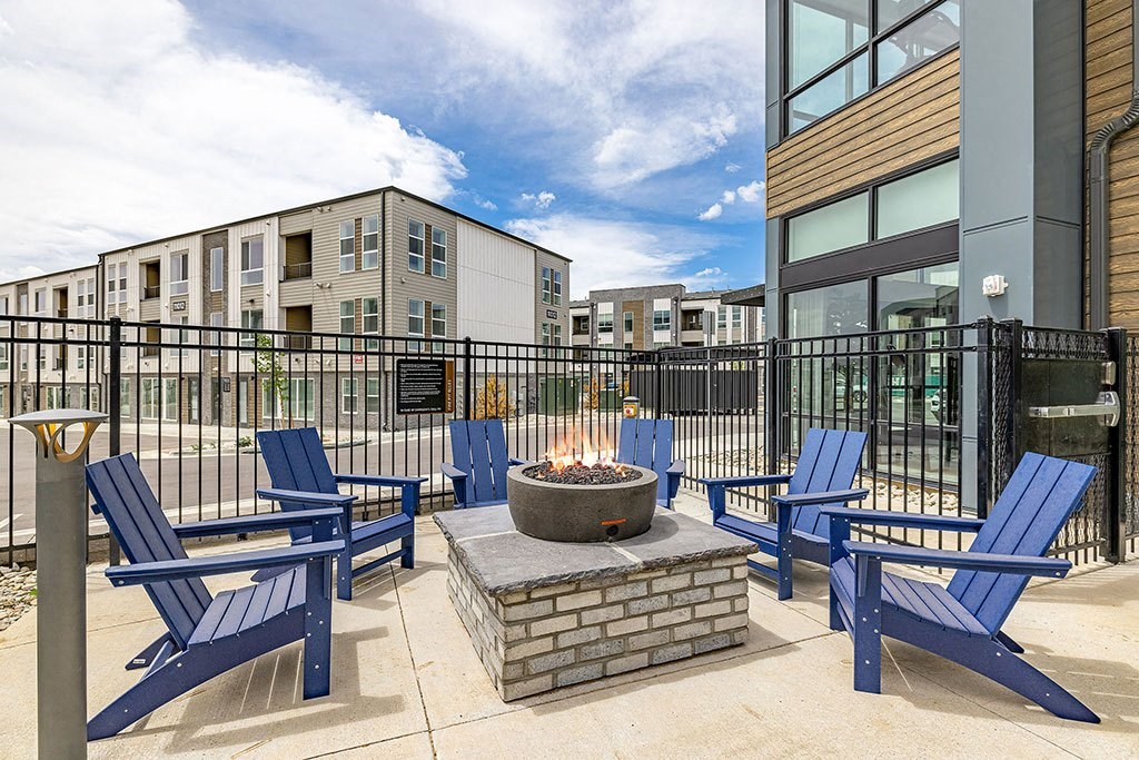 our fire pit and lounge area at our apartments on the market