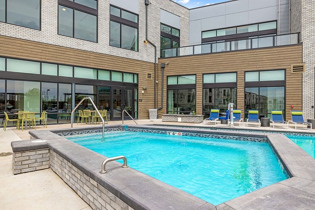 our apartments have a large swimming pool in front of our building