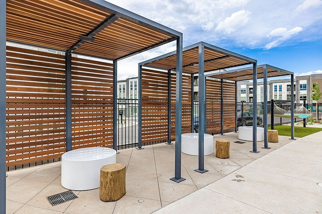 a rendering of the outdoor seating area of the building