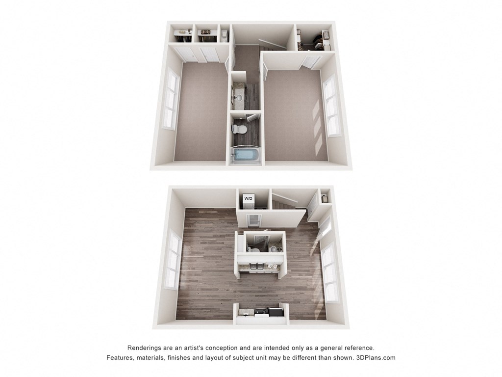 a 2 bedroom floor plan with a bathroom and a living room