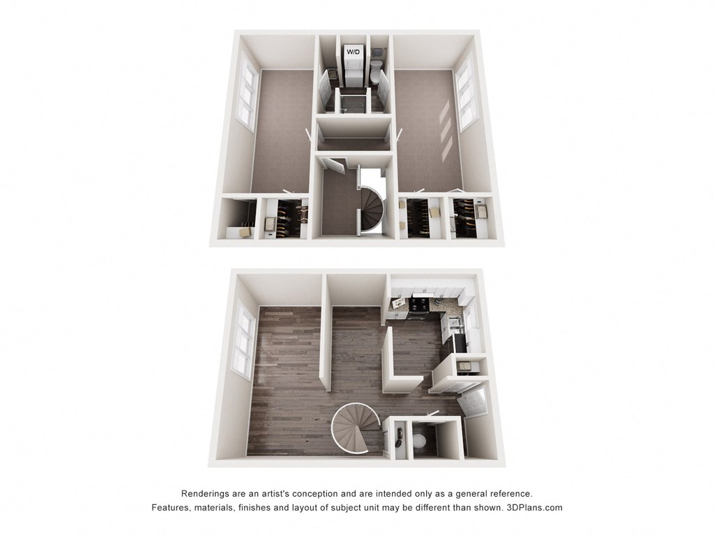 a stylized floor plan of a 1 bedroom apartment