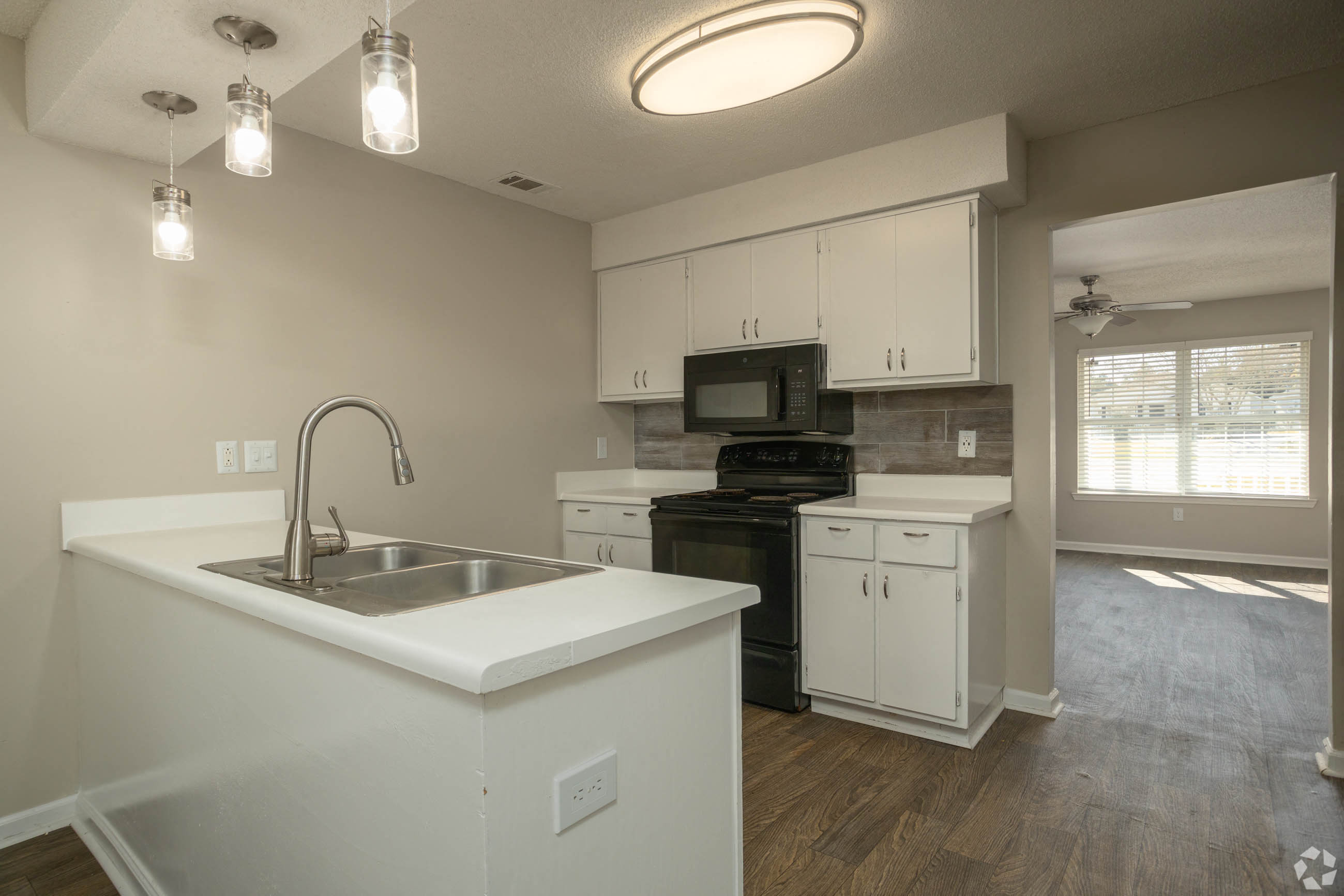 Kitchen With Pendent Lights at West Towne Cottages, Georgia