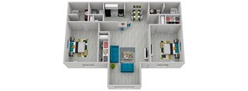 a floor plan of a house with a bedroom and a living room