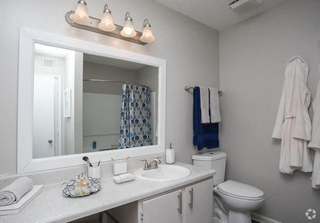 a bathroom with a white sink and a mirror