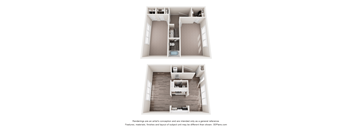 a stylized floor plan of a 1 bedroom apartment