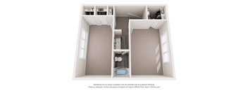 a spacious floor plan with a bathroom and a toilet