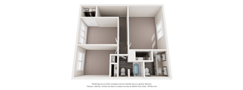 a spacious floor plan with a bedroom and a bathroom