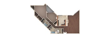 Crest - 2 Bedroom Floor Plan Layout with 2 Baths and 1,486 square feet at Skyrise Luxury Apartments in Kalamazoo, MI.