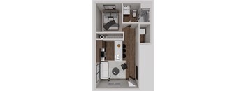 A1 Studio 3D Floorplan at Solhaven Grand Chute, Appleton
