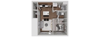 B1 One Bedroom One Bathroom 3D Floorplan at Solhaven Grand Chute, Appleton, 54913