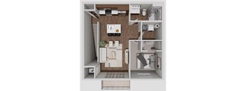 B2 One Bedroom One Bathroom 3D Floorplan at Solhaven Grand Chute, Wisconsin