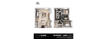 A3 Bed 3 Bath Townhouse at The Residences Apartments at Bear Tree, DeForest, Wisconsin
