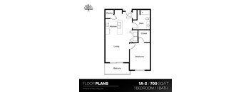 a floor plan of a 555 sq ft floor plan with a bedroom and a bathroom