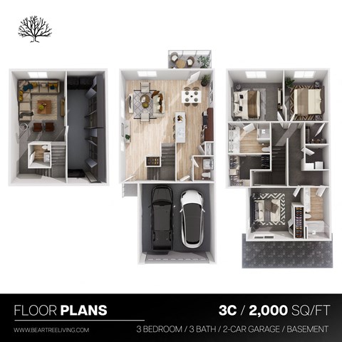 3 Bedroom 3 Bath Finished Basement Townhouse at The Residences Apartments at Bear Tree, DeForest, WI, 53532