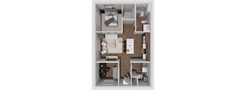 C1 One Bedroom One Bathroom 3D Floorplan at Solhaven Grand Chute, Appleton, WI