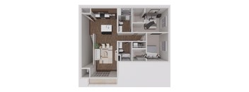 D2 Two Bedroom Two Bathroom 3D Floorplan at Solhaven Grand Chute, Appleton, Wisconsin
