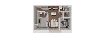 D3 Two Bedroom Two Bathroom 3D Floorplan at Solhaven Grand Chute, Wisconsin 54913
