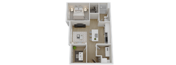 a bedroom floor plan with a bathroom and a bed