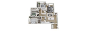 a 3d floor plan of a house with a bedroom and a living room