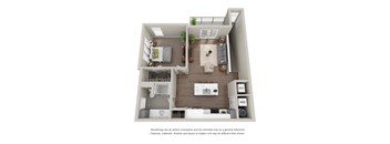 1 Bed Upper Corner Floor Plan at Tivoli Green Apartments & Townhomes, Mount Pleasant