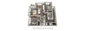 2 Bed Upper Floor Plan at Tivoli Green Apartments & Townhomes, Wisconsin, 53406