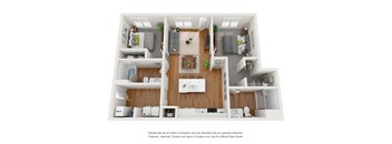 a stylized floor plan with a bedroom and a living room  at Tivoli Green Apartments & Townhomes, Mount Pleasant