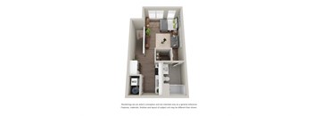 Studio Floor Plan at Tivoli Green Apartments & Townhomes, Mount Pleasant, Wisconsin