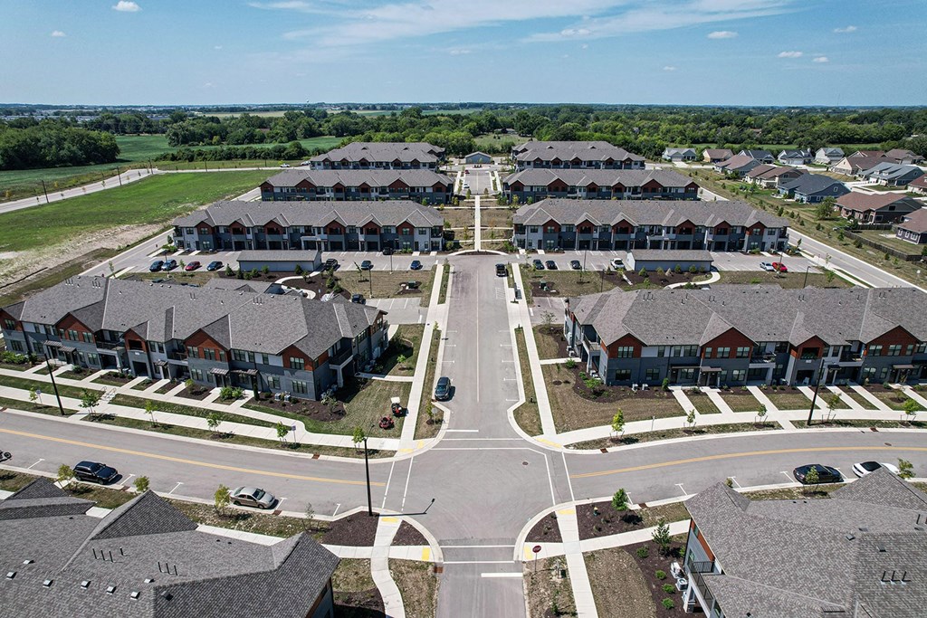 Aerial Exterior View at Tivoli Green Apartments & Townhomes, Mount Pleasant, WI, 53406