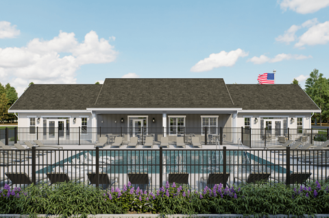 A house with a pool and a flag on the roof at Solhaven Grand Chute, Wisconsin 54913