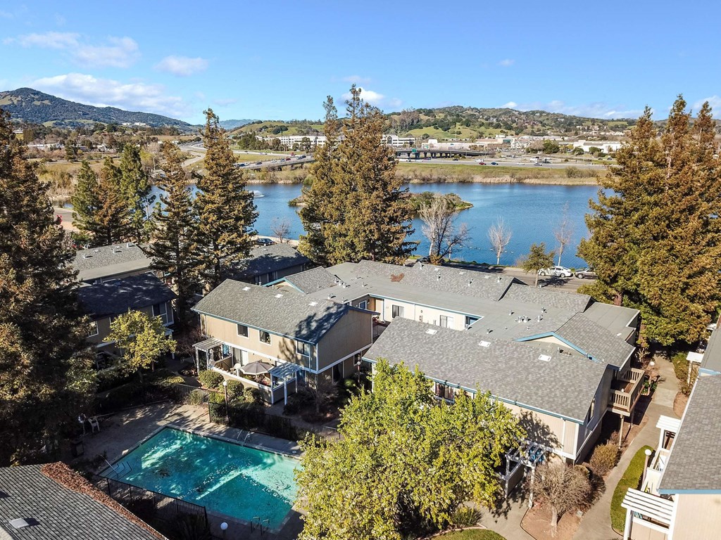 aerial view of apartments